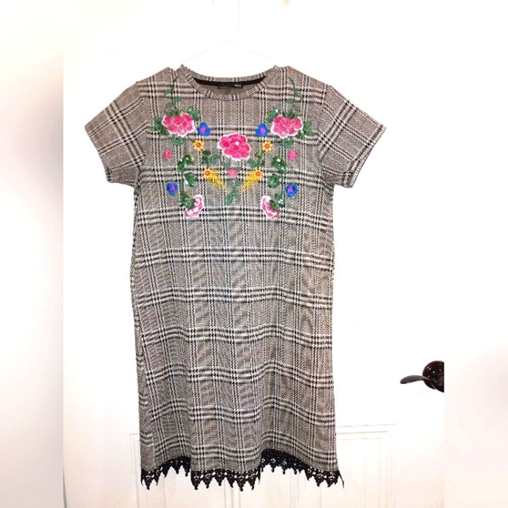 ZARA embroidery sequins dress